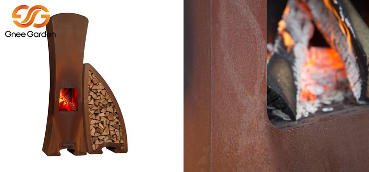 Corten Steel Garden Wood Burning Fireplace Corten Steel Garden Wood Burning Fireplace