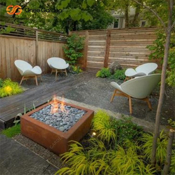 Corten Stee Table Garden Decorate Gas Fire Pit