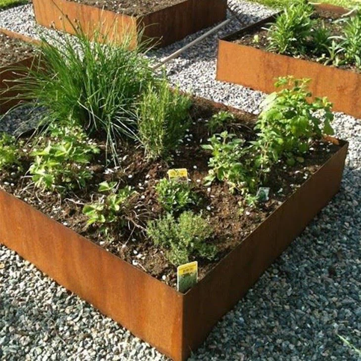 Factory Corten Steel Flower Pot Large Vertical Planter Corten Steel Garden Edging Round Corten Steel Planter
