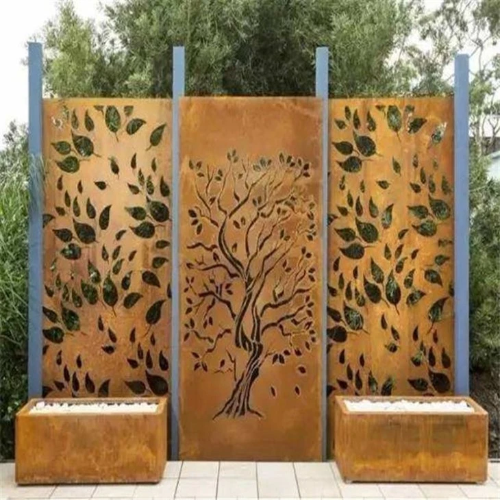 Gates Perforated Decorative Fence Rusty Corten Steel Metal Gates Garden Trellis Aluminium Laser Cut Gates