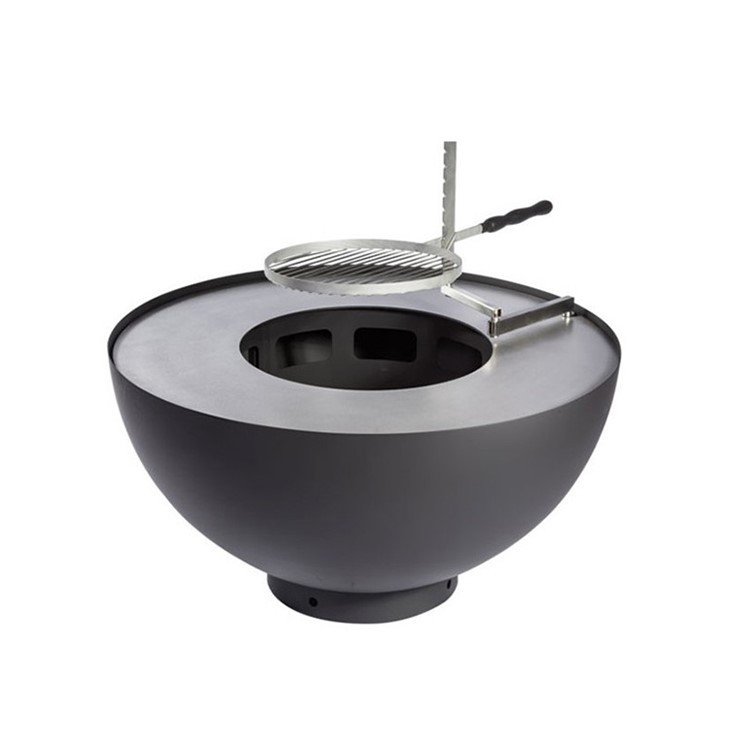 Hemisphere Corten Steel BBQ Grill With Wheels For Easy Mobility