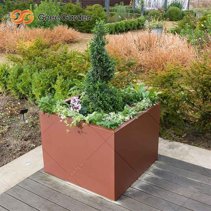 High Quality Courtyard Corten Steel Flowerpot