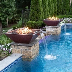 Cuenco de fuego de gas corten para piscina