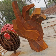 Esculturas de jardín oxidadas de acero corten naturales grandes al aire libre modernas