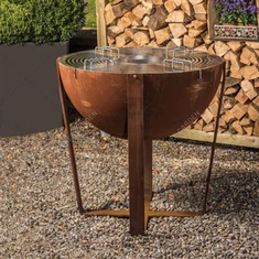 Brasero para barbacoa con fogón de acero corten al aire libre