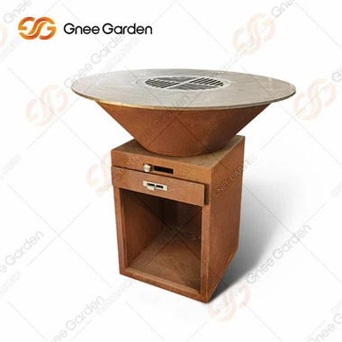 Brasero de barbacoa de acero corten resistente para patio