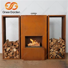 Chimenea de leña de acero desgastado