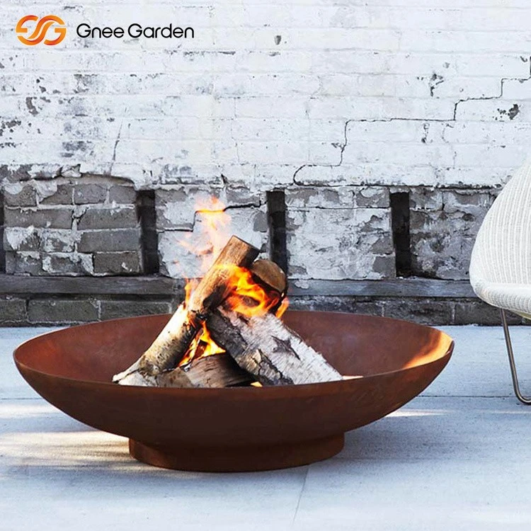 Corten steel modern wood burning fire pit
