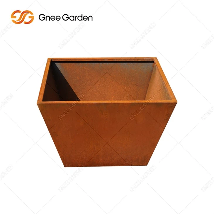Macetas decorativas grandes para jardín de acero corten para exteriores
