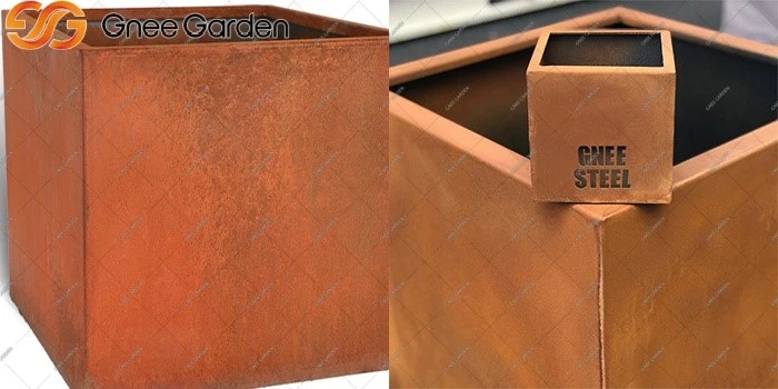 Corten steel metal planter boxes Corten steel metal planter boxes
