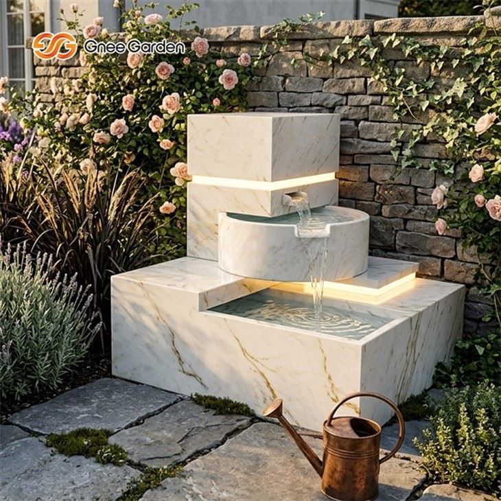 Luxury Steel Waterfall White Fountain